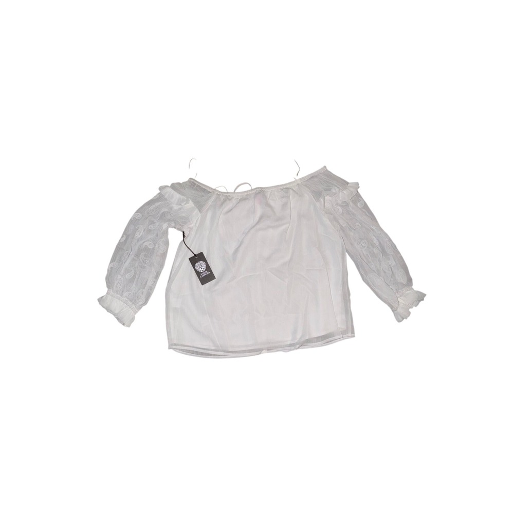 952. Vince Camuto Womens White Embroidered Off Shoulder Blouse Size Small - Picture 3 of 4
